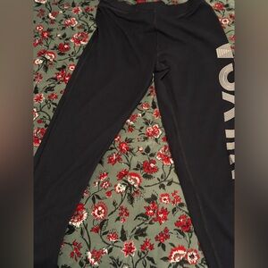 victoria secret sports Black Leggings with White Logo